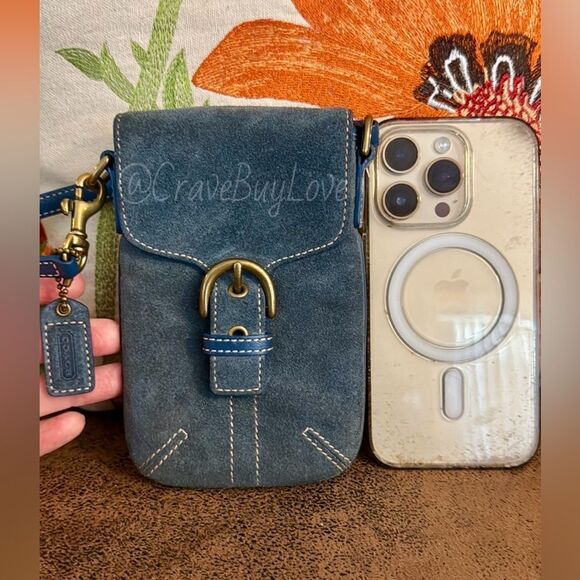 VINTAGE COACH SOHO MINI POUCH BUCKLE BAG SUEDE LEATHER W/HANGTAG STYLE #4332 GVC - Picture 3 of 17